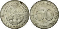Bolivien 50 Centavos Münze, SS, Nickel Clad Steel, KM:190 -
