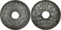 Frankreich 20 Centimes Münze, État français, Paris, SS, Iron -