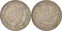 Monaco 100 Francs, Cent Münze, Rainier III, VZ, Copper-nickel, KM:133 -