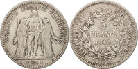Frankreich 5 Francs Münze, Hercule, Bordeaux, S+, Silber, KM:756.4 -