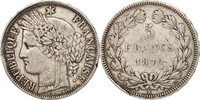 Frankreich 5 Francs Münze, Cérès, Bordeaux, S+, Silber, KM:818.2 -