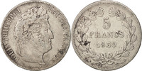 Frankreich 5 Francs 1839 D Münze, Louis-Philippe, Lyon, S+, Silber, KM:749.4
