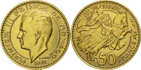 Monaco 50 Francs, Cinquante Münze, Rainier III, VZ, Aluminum-Bronze -