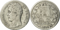 Frankreich 1/2 Franc Münze, Charles X, Strasbourg, SGE+, Silber -