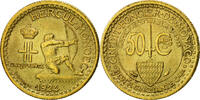 Monaco 50 Centimes Münze, Louis II, Poissy, VZ, Aluminum-Bronze -