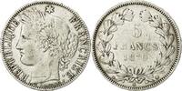 Frankreich 5 Francs Münze, Cérès, Bordeaux, S+, Silber, KM:818.2 -