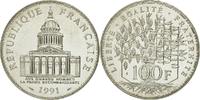 Frankreich 100 Francs Münze, Panthéon, Paris, STGL, Silber, KM:951.1 -