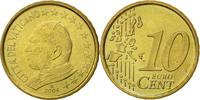 Vatikanstadt 10 Euro Cent Münze, John Paul II, Rome, STGL, Messing -