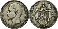 Frankreich 5 Francs Münze, Napoleon III, Paris, S+, KM 782.1 -
