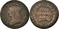 Frankreich 5 Centimes Münze, Dupré, Orléans, Refrappage du Décime -