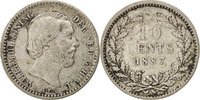 Niederlande 10 Cents Münze, William III, SS, Silber, KM:80 -