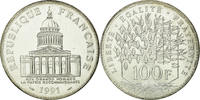 Frankreich 100 Francs Münze, Panthéon, Paris, STGL, Silber, KM:951.1 -