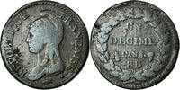 Frankreich Decime Münze, Dupré, Strasbourg, S, Bronze, KM:645.4 -