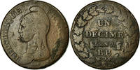 Frankreich Decime Münze, Dupré, Strasbourg, S, Bronze, KM:644.4 -