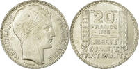 Frankreich 20 Francs Münze, Turin, Paris, VZ, Silber, KM:879 -