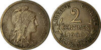 Frankreich 2 Centimes Münze, Dupuis, Paris, SS, Bronze, KM:841 -