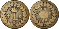 Frankreich Decime Münze, Louis XVIII, Strasbourg, S, Bronze, KM:701 -