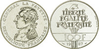 Frankreich 100 Francs Münze, Lafayette, Paris, STGL, Silber, KM:962 -