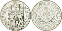 Frankreich 100 Francs Münze, Charlemagne, Paris, STGL, Silber, KM:982 -