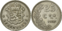 Luxemburg 25 Centimes Münze, Charlotte, UNZ, Copper-nickel, KM:37 -