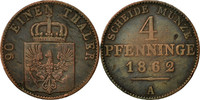 Deutsch Staaten 4 Pfennig Münze, PRUSSIA, Wilhelm I, Berlin, S+ -