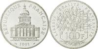 Frankreich 100 Francs Münze, Panthéon, Paris, UNZ, Silber, KM:951.1 -