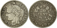 Frankreich 20 Centimes Münze, Cérès, Bordeaux, S, Silber, KM:758.3 -