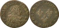 Frankreich Double Tournois Münze, Paris, S+, Kupfer, CGKL:396 -