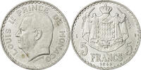 Monaco 5 Francs Münze, Louis II, undated (1945), VZ+, Aluminium, KM:122 -