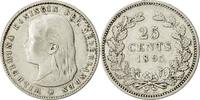 Niederlande 25 Cents Münze, Wilhelmina I, SS, Silber, KM:115 -