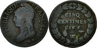 Frankreich 5 Centimes Münze, Dupré, Lille, S, Bronze, KM:640.11 -