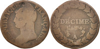Frankreich Decime Münze, Dupré, Paris, SGE, Bronze, KM:636.1 -
