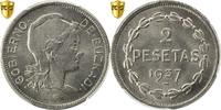 SPAIN CIVIL WAR 2 Pesetas Münze, EUZKADI, Brussels, PCGS, MS66, STGL -