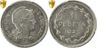 SPAIN CIVIL WAR Peseta Münze, EUZKADI, Brussels, PCGS, MS66, STGL -