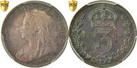 Großbritannien 3 Pence Münze, Victoria, PCGS, PL66, STGL, Silber -