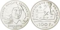 Frankreich 100 Francs Münze, Descartes, Paris, ESSAI, UNZ, Silber -