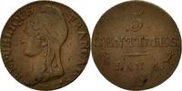 Frankreich 5 Centimes Münze, Dupré, Paris, S+, Bronze, KM:635.1 -