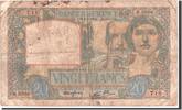 Frankreich 20 Francs Geldschein, 20 F 1939-1942 ''Science et Travail'' -