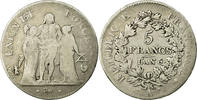 Frankreich 5 Francs Münze, Union et Force, Paris, S, Silber, KM:639.1 -