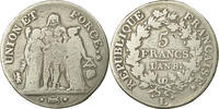 Frankreich 5 Francs Münze, Union et Force, Bayonne, S, Silber -