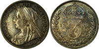 Großbritannien 3 Pence Münze, Victoria, UNZ, Silber, KM:777 -