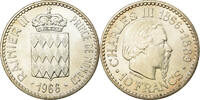 10 Francs 1966 Monaco Münze, Rainier III, Charles III, VZ, Silber, KM:146 VZ