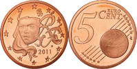Frankreich 5 Euro Cent Proof / BE, STGL, Copper Plated Steel, KM:1284 -