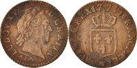Frankreich 1/2 Sol Münze, Louis XV, Demi sol à la vieille tête -