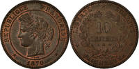 Frankreich 10 Centimes Münze, Cérès, Paris, VZ+, Bronze, KM:815.1 -