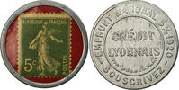Frankreich 5 Centimes Münze, Crédit Lyonnais, Timbre-Monnaie, VZ, Aluminium -