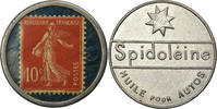 Frankreich 10 Centimes Münze, Spidoléine - Huile pour autos, Timbre-Monnaie -