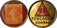 Frankreich 5 Centimes Münze, Foucault Cognac, Timbre-Monnaie, VZ, Métal -