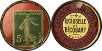 Frankreich 5 Centimes Münze, Charbons Lecluselle Becquart Lille -