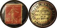 Frankreich 10 Centimes Münze, Alimentation Pietri Marseille, Timbre-Monnaie -